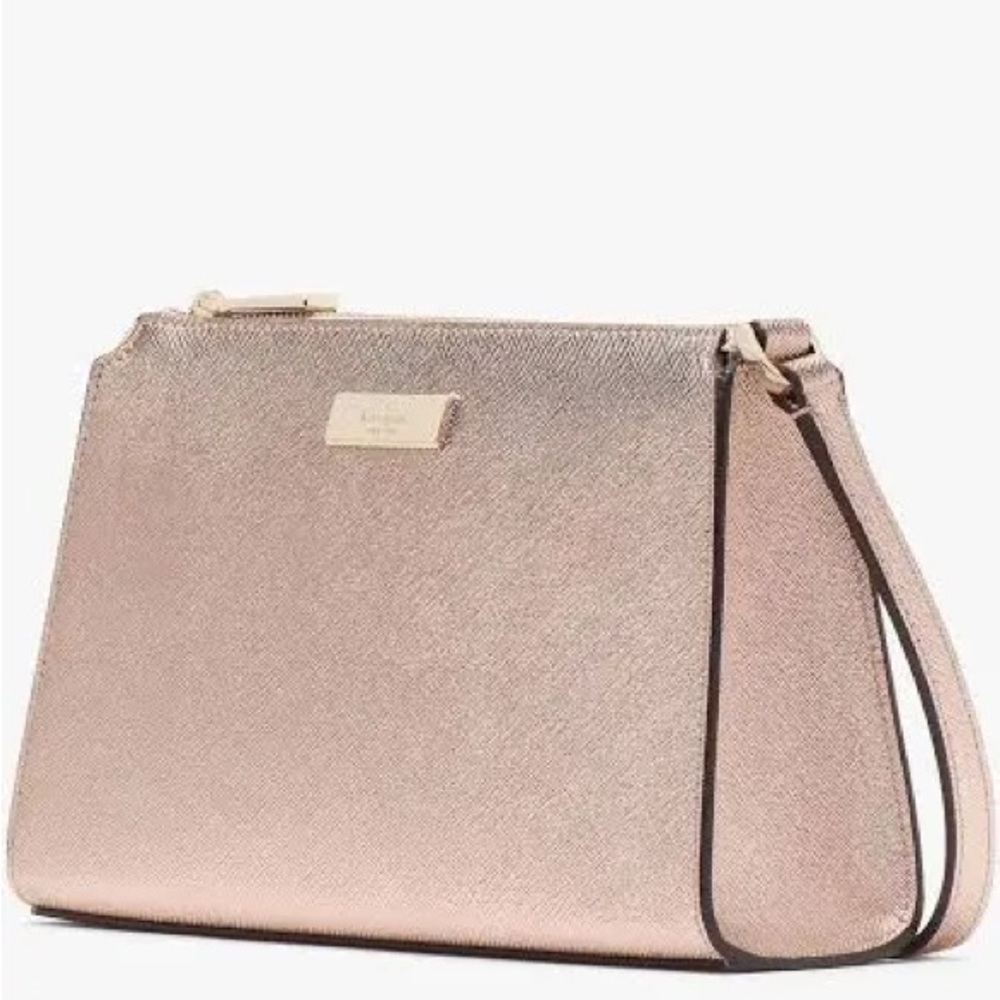 kate spade pink / rose gold metallic crossbody - kenzie